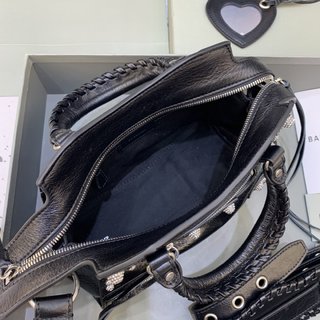 Replica Balenciaga black Neo Cagole mini leather tote bag