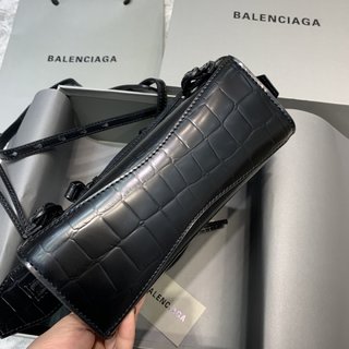 Replica BALENCIAGA Calfskin Crocodile Embossed Neo Classic Hardware Mini City Black