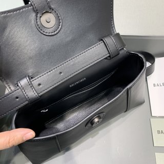 Replica Balenciaga | Women Small Hourglass Leather Shoulder Bag Black Unique