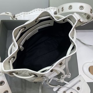 Replica Balenciaga Le Cagole Xs Lambskin Bucket Bag, White, Women's, Handbags & Purses Bucket Bags