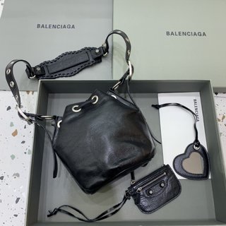 Replica Balenciaga Le Cagole Xs Lambskin Bucket Bag, Black, Women's, Handbags & Purses Bucket Bags