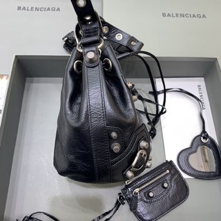 Replica Balenciaga Le Cagole Xs Lambskin Bucket Bag, Black, Women's, Handbags & Purses Bucket Bags