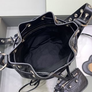 Replica Balenciaga Le Cagole Xs Lambskin Bucket Bag, Black, Women's, Handbags & Purses Bucket Bags