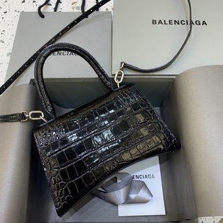 Replica Balenciaga - small Hourglass top-handle bag - women - Calf Leather - One Size - Grey