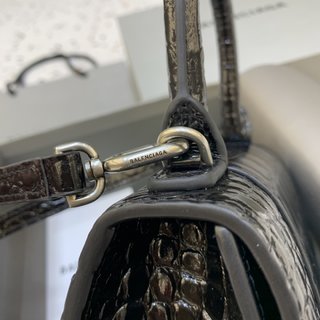 Replica Balenciaga Hourglass Xs Top Handle Bag - Noir Croc/Gold