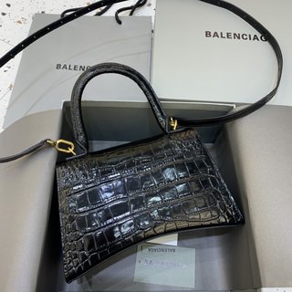 Replica Balenciaga Hourglass Gusset Pouch Crocodile Embossed - Black - Women's - Calfskin