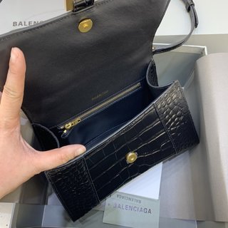 Replica Balenciaga Hourglass Gusset Pouch Crocodile Embossed - Black - Women's - Calfskin