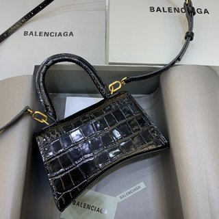 Replica Balenciaga Hourglass Small Glossed Croc-effect Leather Tote - Women - Green Tote Bags