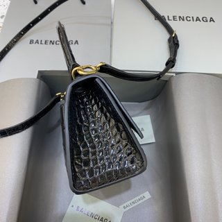 Replica Balenciaga Hourglass Small Glossed Croc-effect Leather Tote - Women - Green Tote Bags