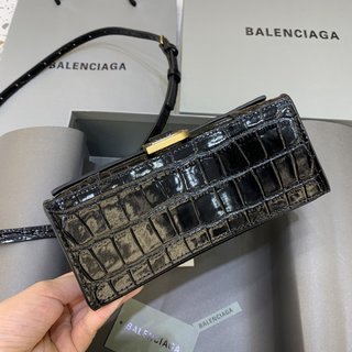 Replica Balenciaga Hourglass Small Glossed Croc-effect Leather Tote - Women - Green Tote Bags