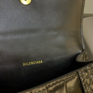 Replica Balenciaga Hourglass Small Glossed Croc-effect Leather Tote - Women - Green Tote Bags