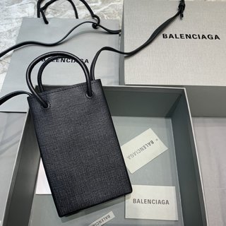 Replica Balenciaga - Shopping Phone holder bag - unisex - Leather - One Size - Black