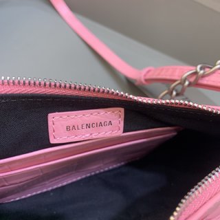 Replica Balenciaga Le Cagole Mini Shoulder Bag - Sweet Pink Croc/Silver