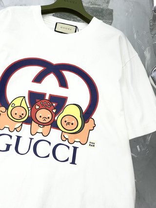 Replica GUCCI 2021-22FW Crew Neck Pullovers Street Style Cotton Short Sleeves Logo