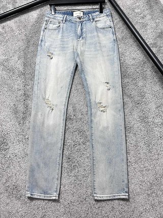 Replica Dolce & Gabbana Denim - Light blue regular-fit stretch jeans with rips Multicolor male