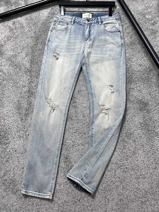 Replica Dolce & Gabbana Denim - Light blue regular-fit stretch jeans with rips Multicolor male