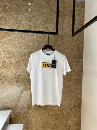 Replica Fendi Roma Vintage Men's Logo Brodied T-Shirt White