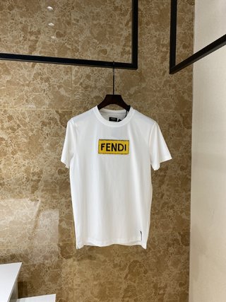 Replica Fendi Roma Vintage Men's Logo Brodied T-Shirt White